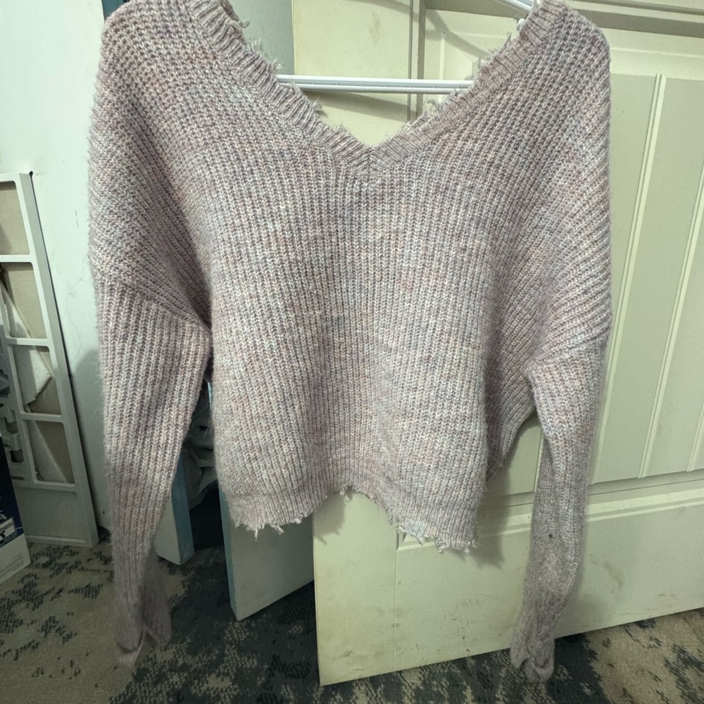 Women's Frayed Hem Sweater